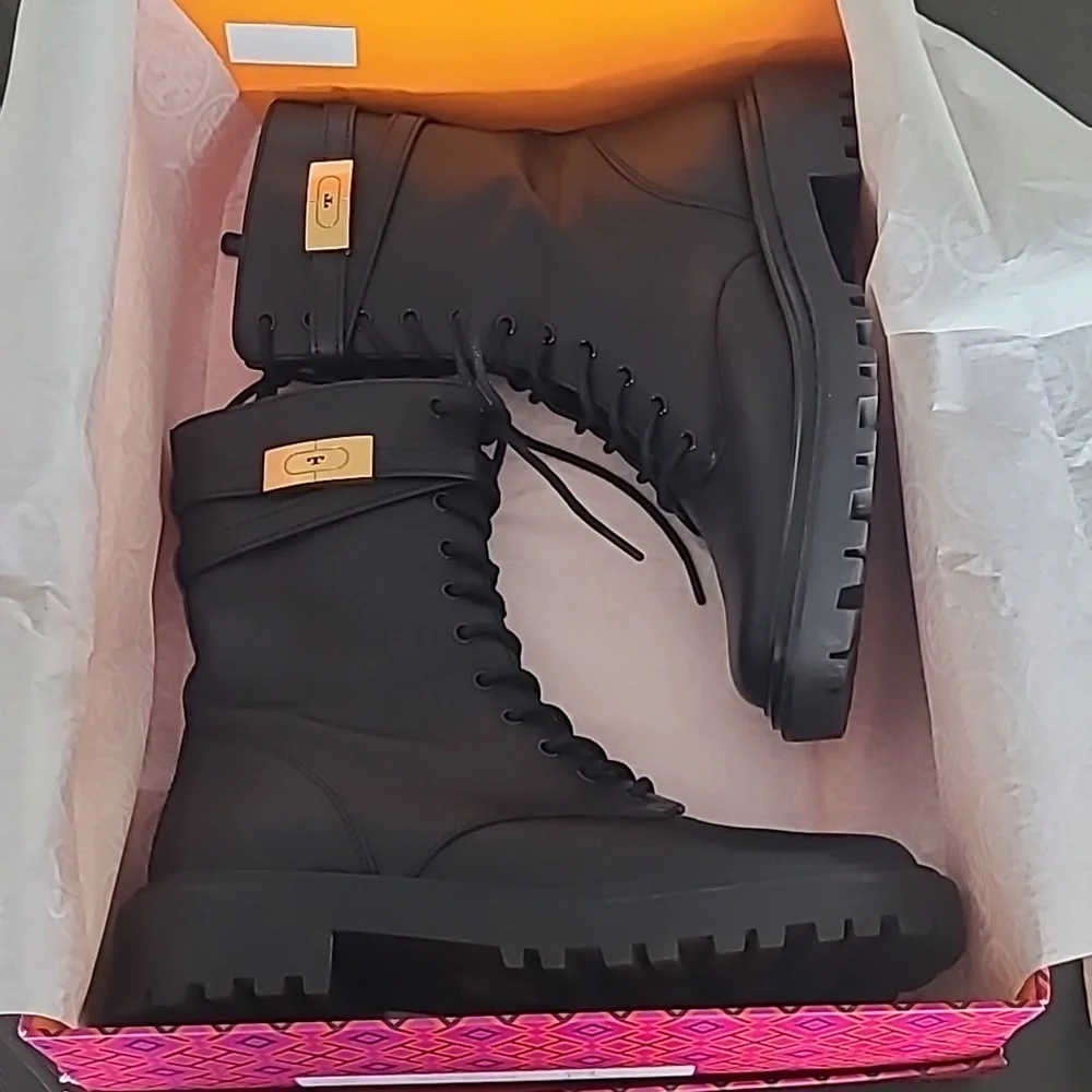 Tory Burch T Hardware Combat Boots